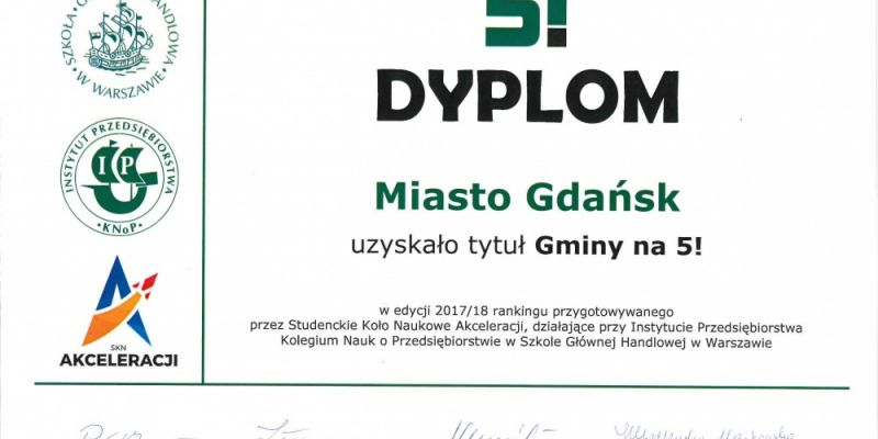 Gdańsk znów „Gminą na piątkę!”. Tytuł przyznała Szkoła Główna Handlowa