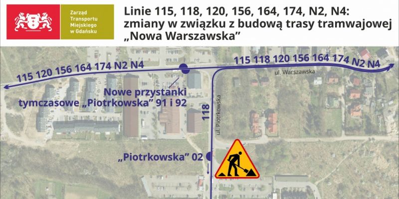 Zmiany w komunikacji i organizacji ruchu w związku z budową trasy tramwajowej Nowa Warszawska