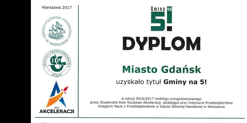 Gdańsk laureatem rankingu SGH „Gmina na 5!”