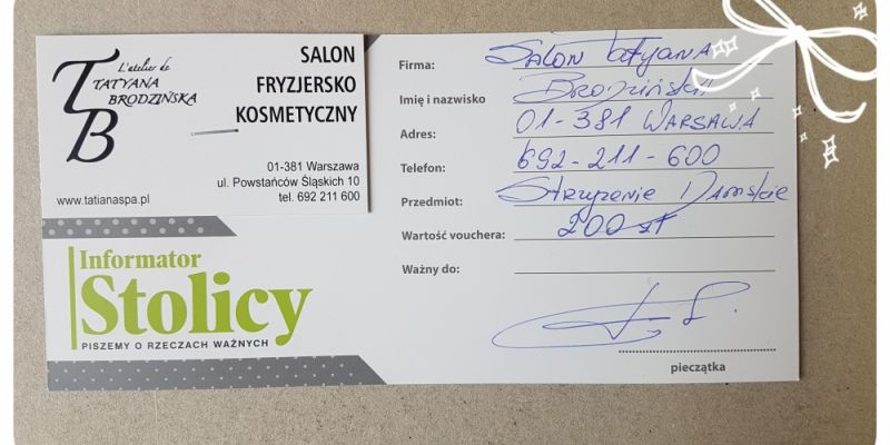 Konkurs! Wygraj voucher do Salonu Piękności Tatyana Brodzińska o wartości 200 zł!